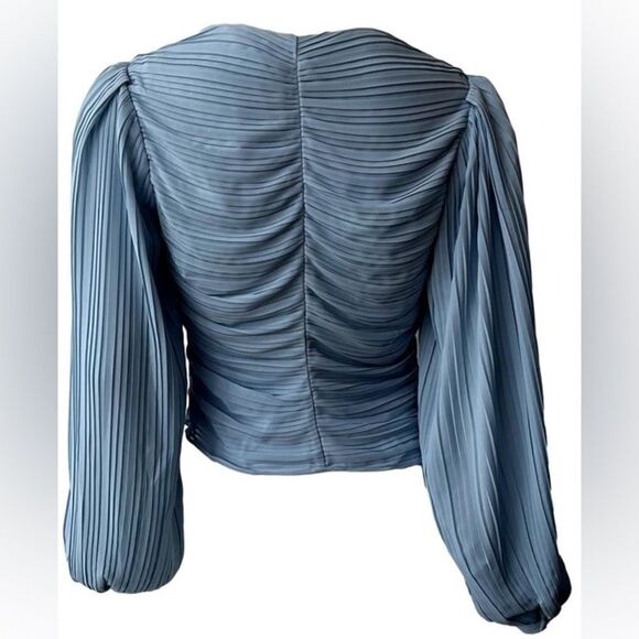 NWT Frame Pleated Billow Sleeve Blue Top Blouse Chambray Size XS - Picture 6 of 8